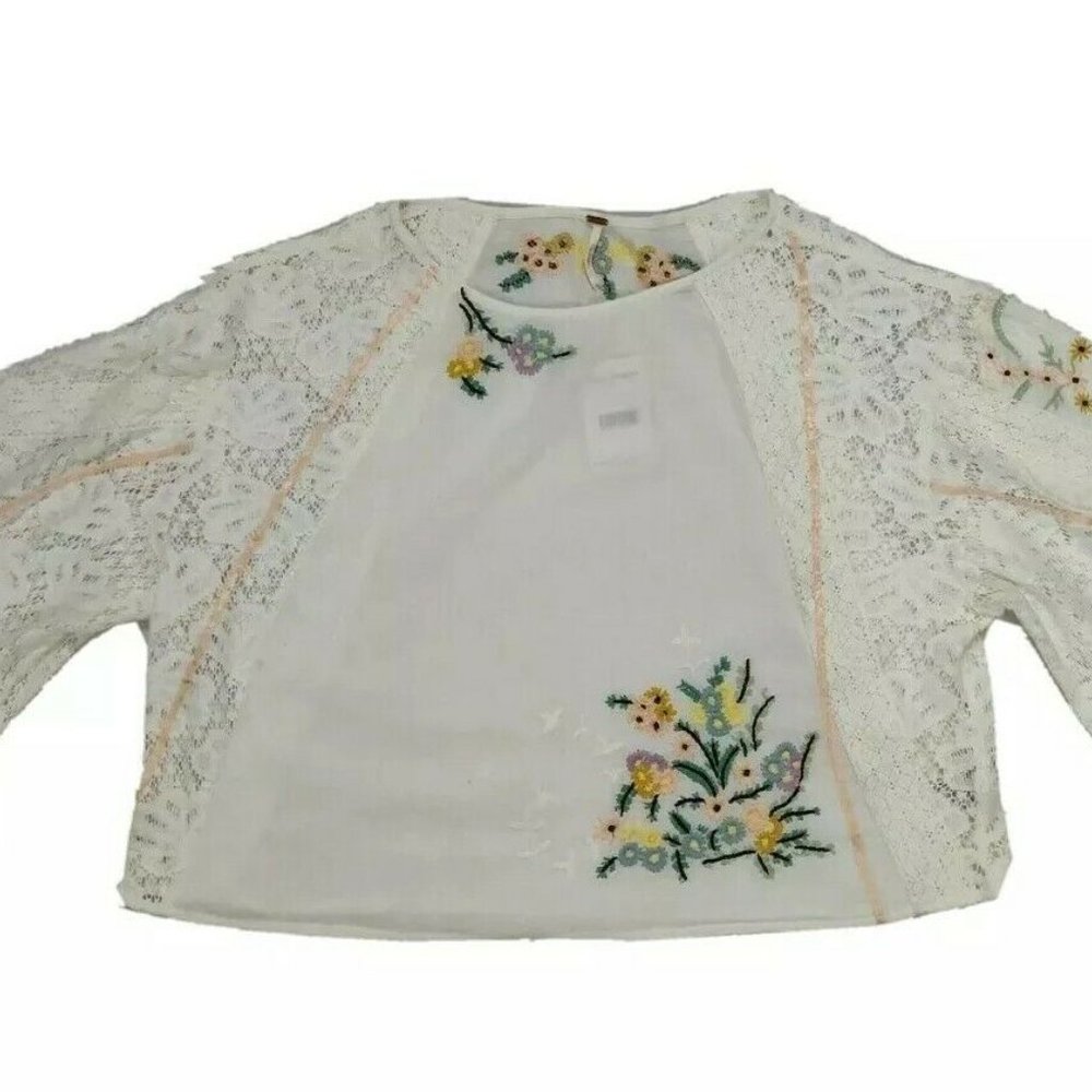 Free People Paris Picnic Patchwork Top Size M - Picture 4 of 15